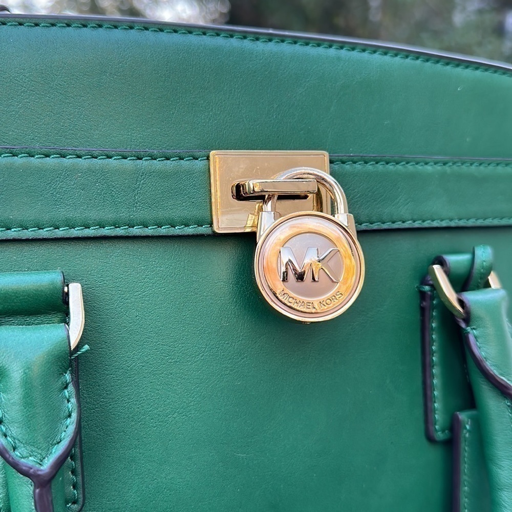 MICHAEL KORS Hamilton Emerald Green Large Leather Tote Bag - Picture 3 of 16